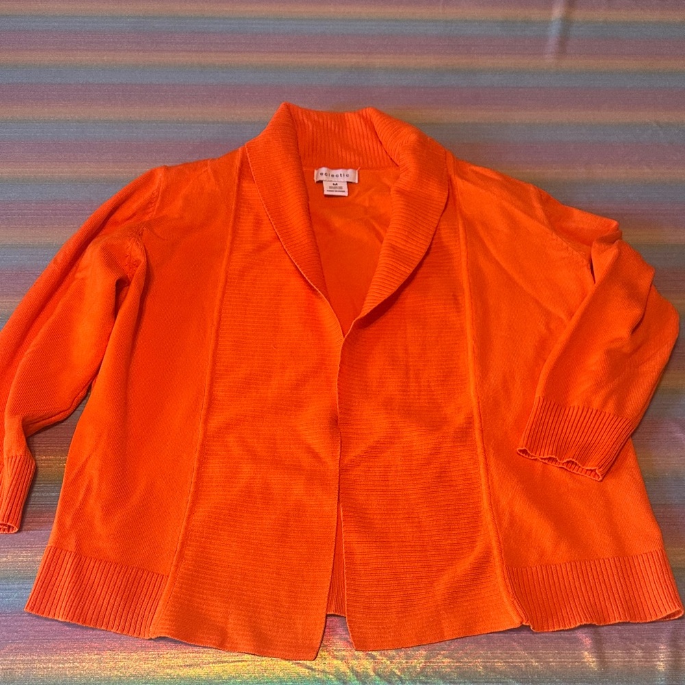 Orange Women's lightweight sweater jacket open front